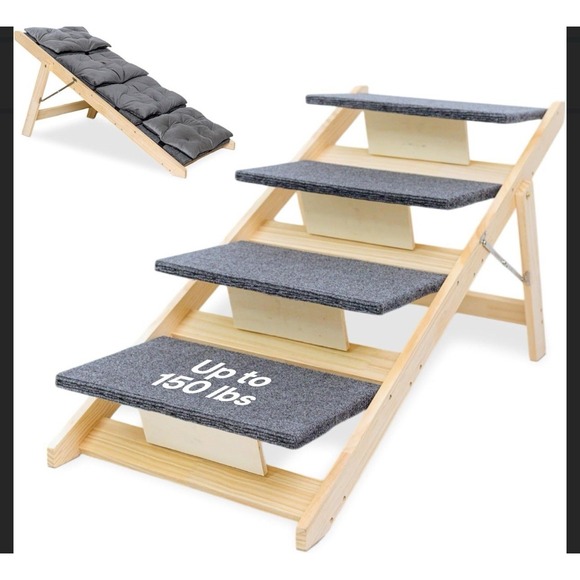 Wood Pet Stairs/Pet Steps Dog Stairs & Ramp with 4‎ Steps